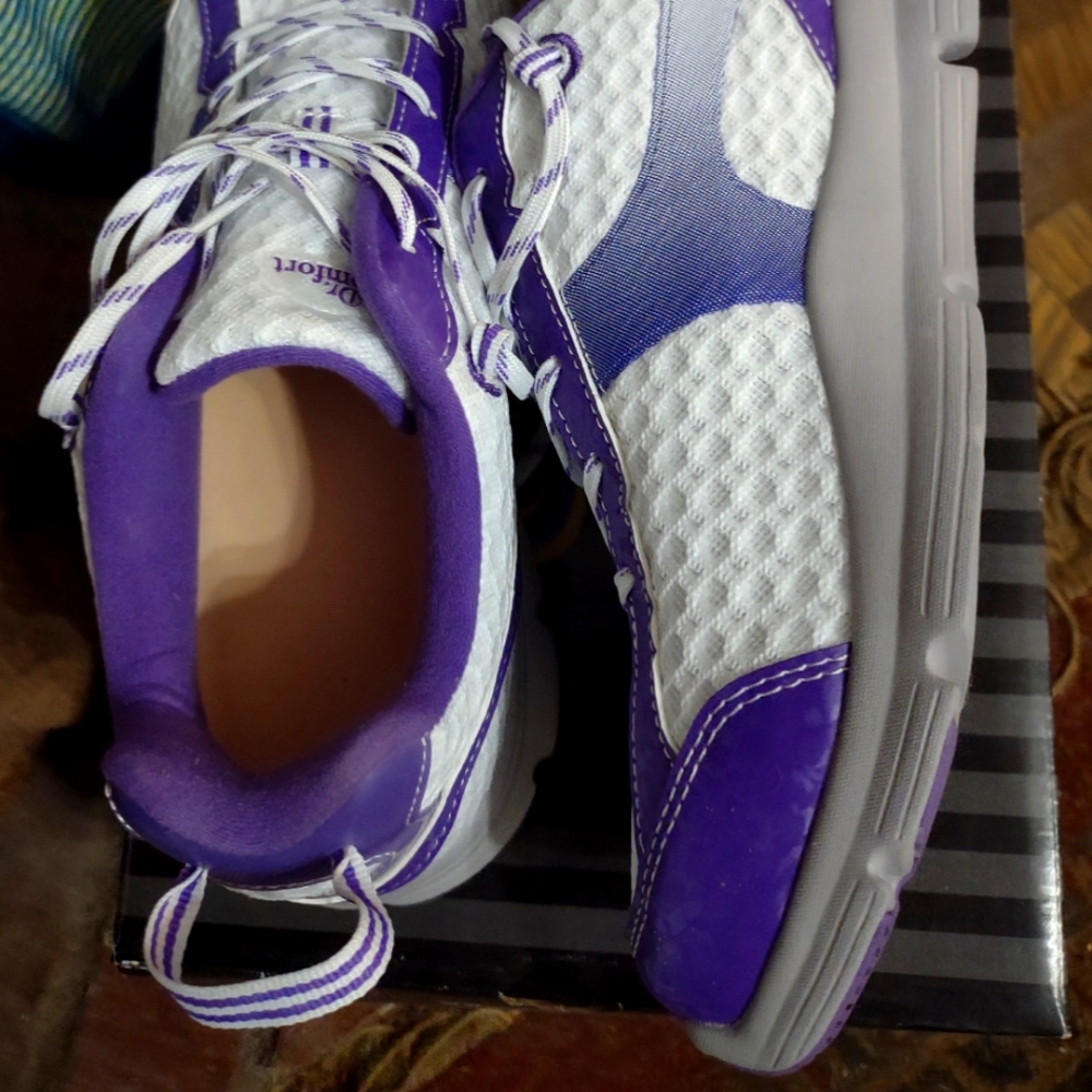 white & purple sneakers
